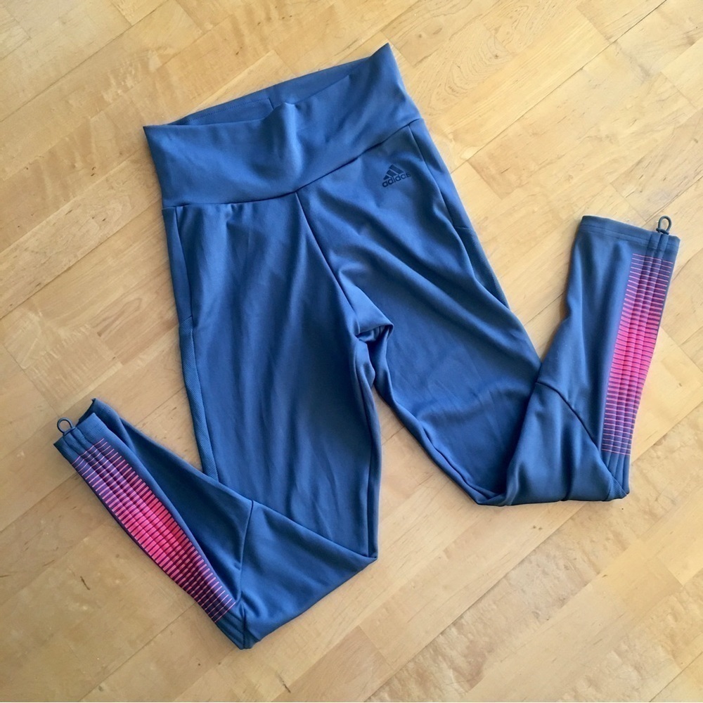 Adidas Aeroready Athletic Capri Leggings, High Waist, Gray, Orange, Size S